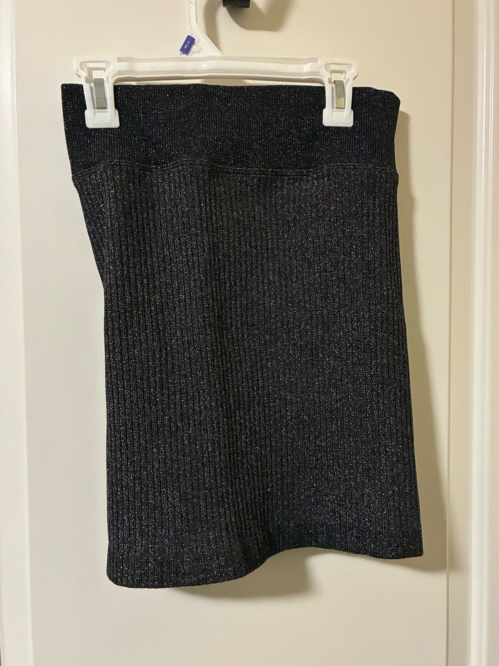 NWT pink Victoria’s Secret  Ribbed Metallic Black Knit mini Skirt